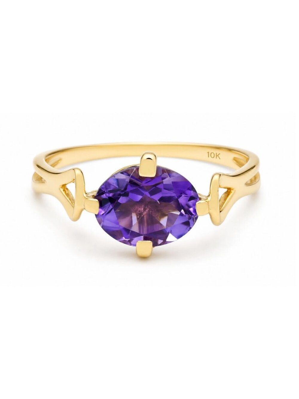 Genuine 1.80 Cts Amethyst Ring 10k Yellow Gold